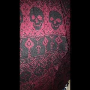 Burgundy skull sweater cardigan